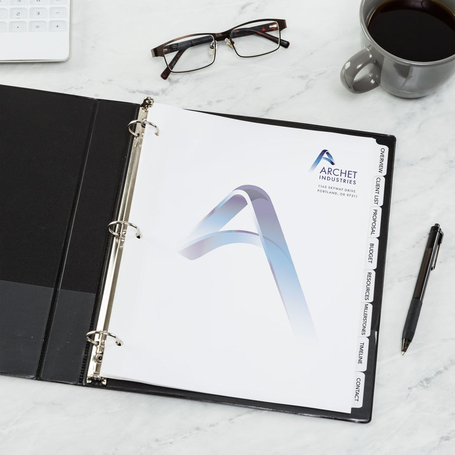 Avery&reg; Customizable Print-On Dividers - 200 x Divider(s) - 8 Print-on Tab(s) - 8 - 8 Tab(s)/Set - 8.5" Divider Width x 11" Divider Length - 3 Hole Punched - White Paper Divider - White Paper Tab(s) - 20% Recycled - 1 Box