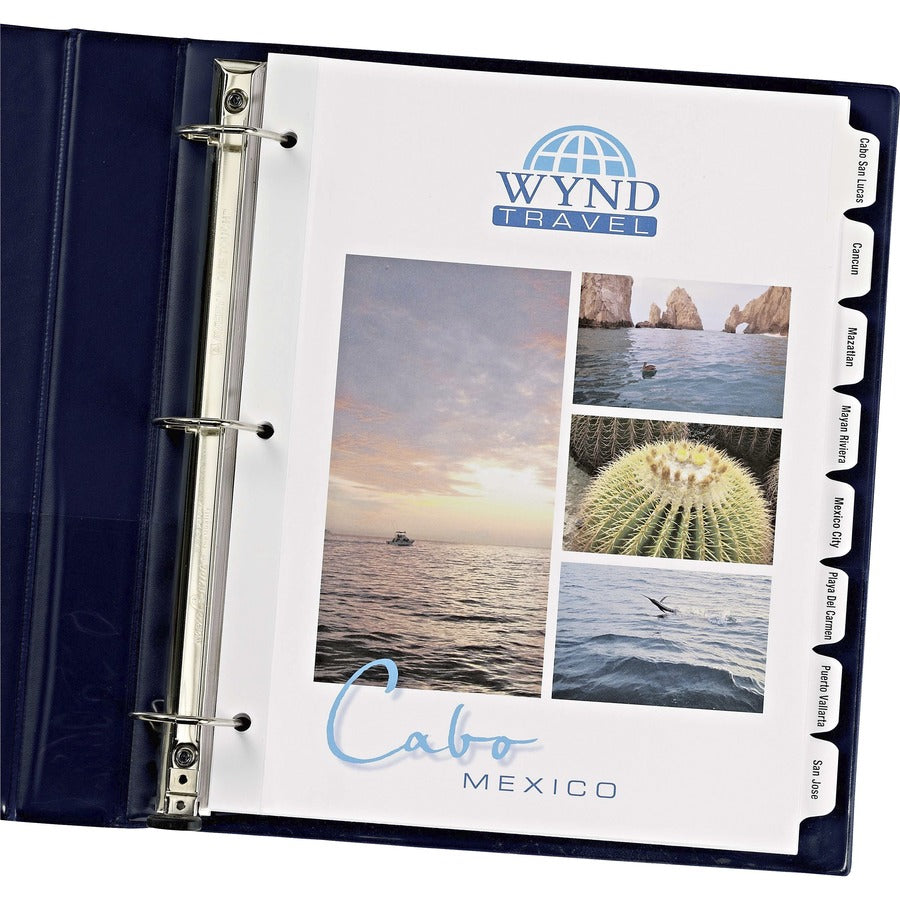 Avery&reg; Customizable Print-On Dividers - 200 x Divider(s) - 8 Print-on Tab(s) - 8 - 8 Tab(s)/Set - 8.5" Divider Width x 11" Divider Length - 3 Hole Punched - White Paper Divider - White Paper Tab(s) - 20% Recycled - 1 Box