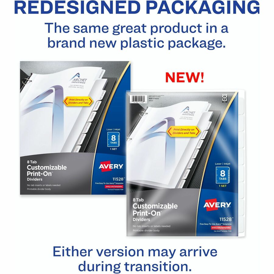 8 x Divider(s) - Print-on Tab(s) - 8 - 8 Tab(s)/Set - 8.5" Divider Width x 11" Divider Length - 3 Hole Punched - White Paper Divider - White Paper Tab(s) - 20% - Printable, Hole-punched, Customizable, PVC-free, Chlorine-free - 1 / Set
