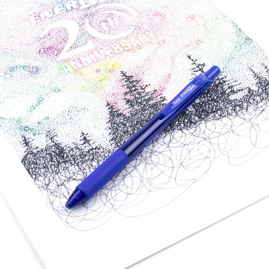 Pentel EnerGel-X Rollerball Pen - 1 mm Bold Pen Point - Refillable - Retractable - Blue Ink - Gel-based - Blue Barrel - Metal Tip - 1 Dozen