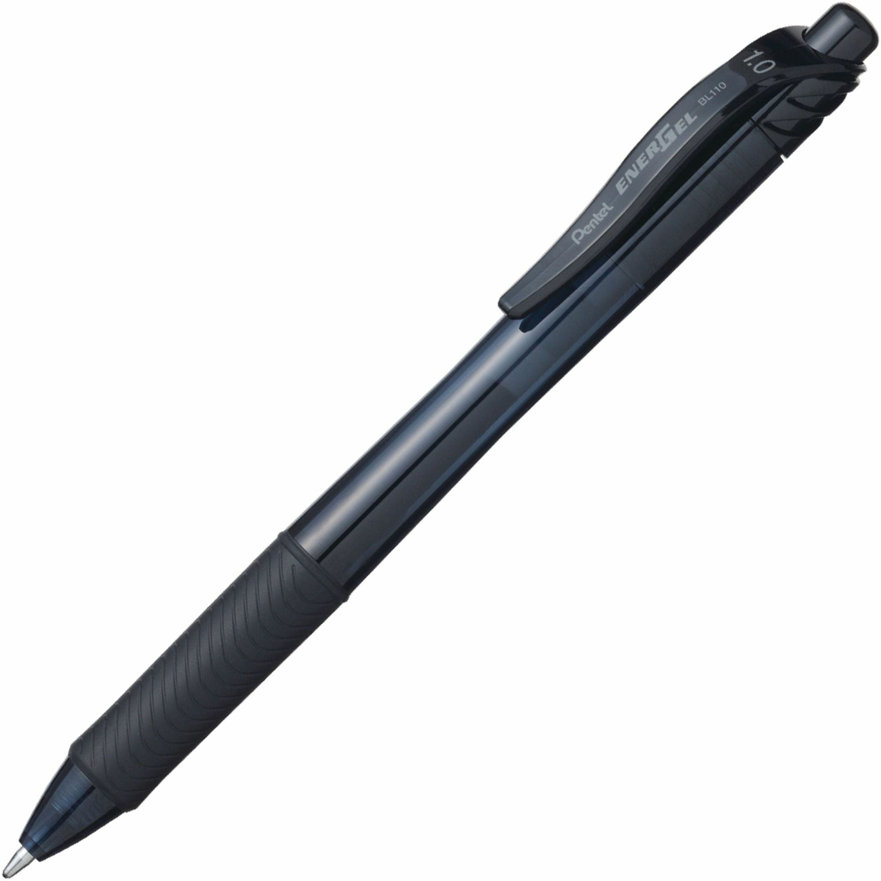 Pentel EnerGel-X Rollerball Pen - 1 mm Bold Pen Point - Refillable - Retractable - Black Ink - Gel-based - Black Barrel - Metal Tip - 1 Dozen