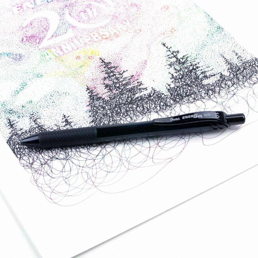 Pentel EnerGel-X Rollerball Pen - 1 mm Bold Pen Point - Refillable - Retractable - Black Ink - Gel-based - Black Barrel - Metal Tip - 1 Dozen