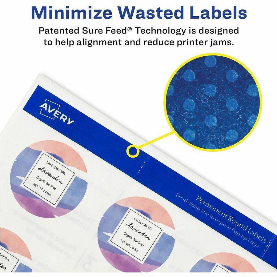 Avery&reg; Printable Round Labels, 2" , Glossy Clear, 120 Labels (22825)