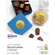 Avery&reg; Promotional Label - x 2" Diameter - Permanent Adhesive - Round - Inkjet - Matte Gold - Matte - Paper - 12 / Sheet - 12 Total Sheets - 96 Total Label(s) - 96 / Pack