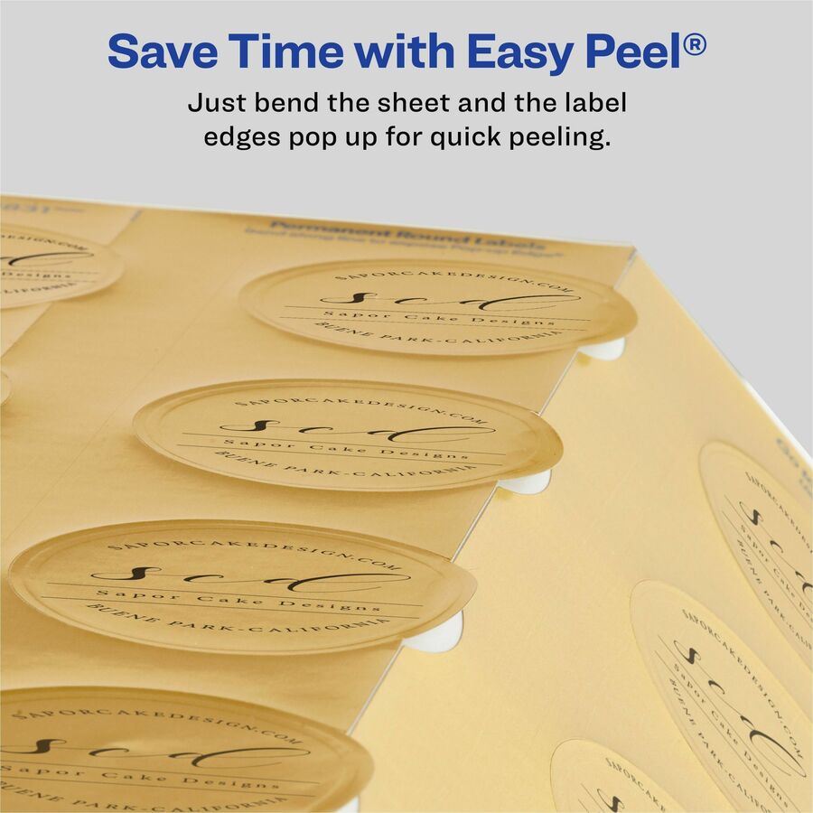 Avery&reg; Promotional Label - x 2" Diameter - Permanent Adhesive - Round - Inkjet - Matte Gold - Matte - Paper - 12 / Sheet - 12 Total Sheets - 96 Total Label(s) - 96 / Pack
