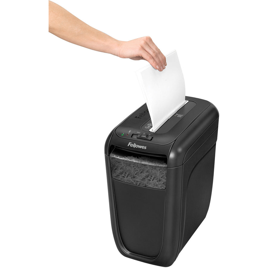 Non-continuous Shredder - Cross Cut - 10 Per Pass - for shredding Staples, Credit Card, Paper Clip, Paper - 0.156" x 1.560" Shred Size - P-4 - 14 ft/min - 8.75" Throat - 6 Minute Run Time - 20 Minute Cool Down Time - 6 gal Wastebin Capacity - Black