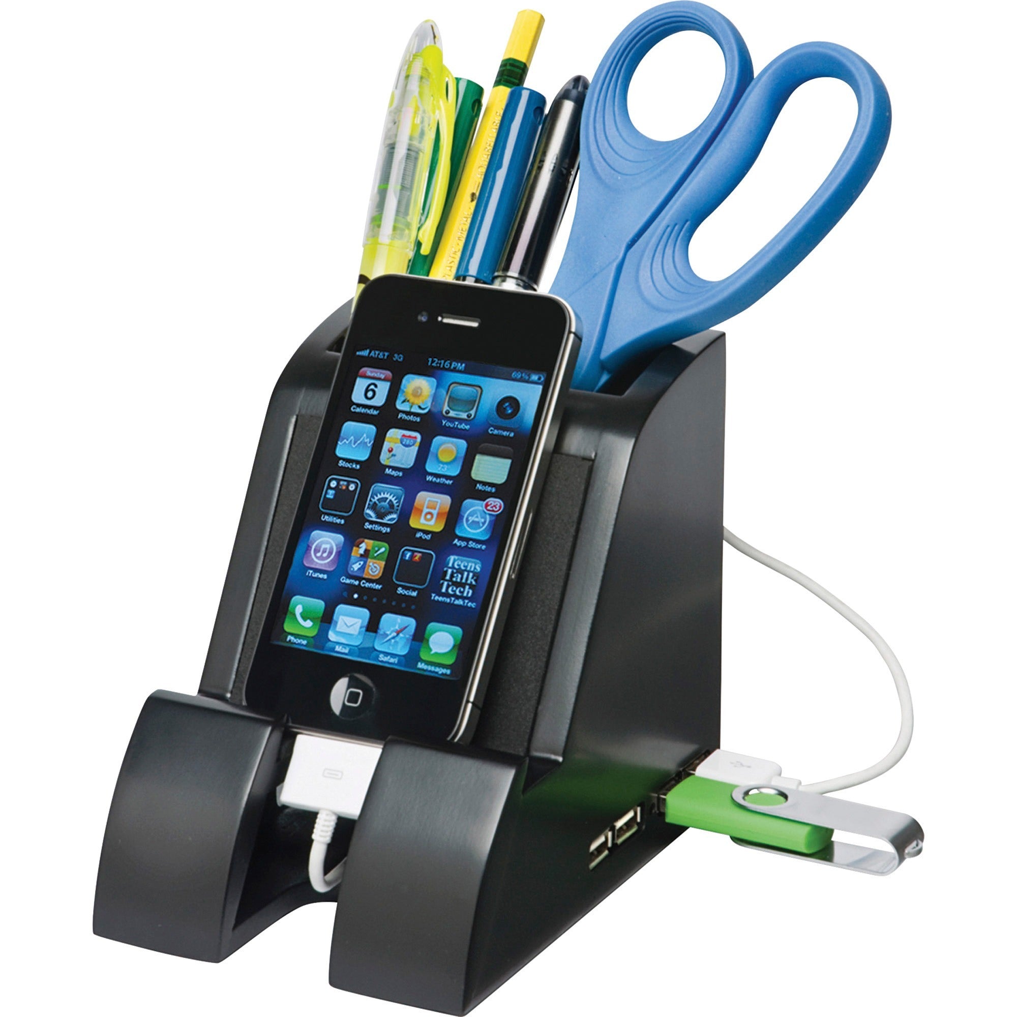 Docking - Smartphone, Tablet PC, Digital Text Reader - Charging Capability - Synchronizing Capability - 4 x USB - Black