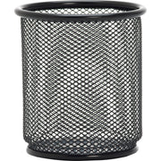 Lorell Mesh Wire Pencil Cup Holder - 3.5" Height x 3.9" Width - Steel - Black - 1 Each
