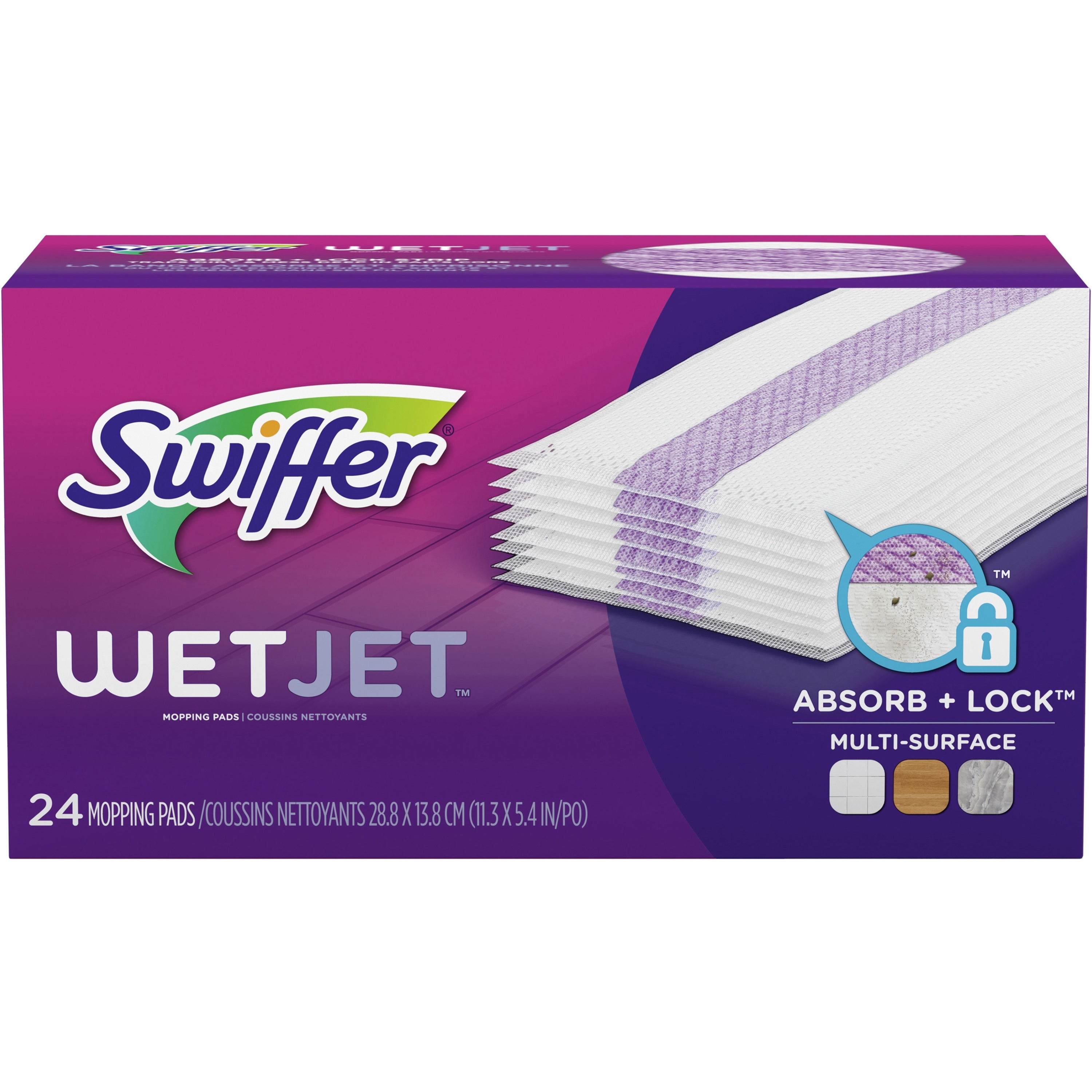 Swiffer WetJet Mopping Pad Refill - 10" Length - Absorbent, Textured - Cotton - Green - 24 / Box
