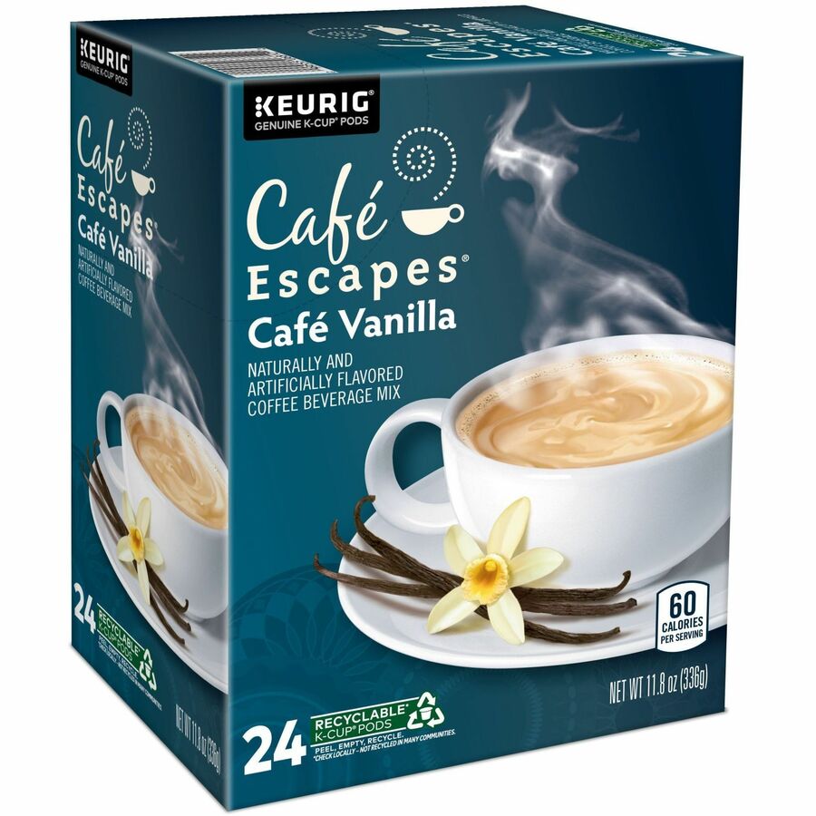 Compatible with Keurig Brewer - Light - K-Cup, Pod - Caf&eacute; Vanilla - Kosher - 24 / Box
