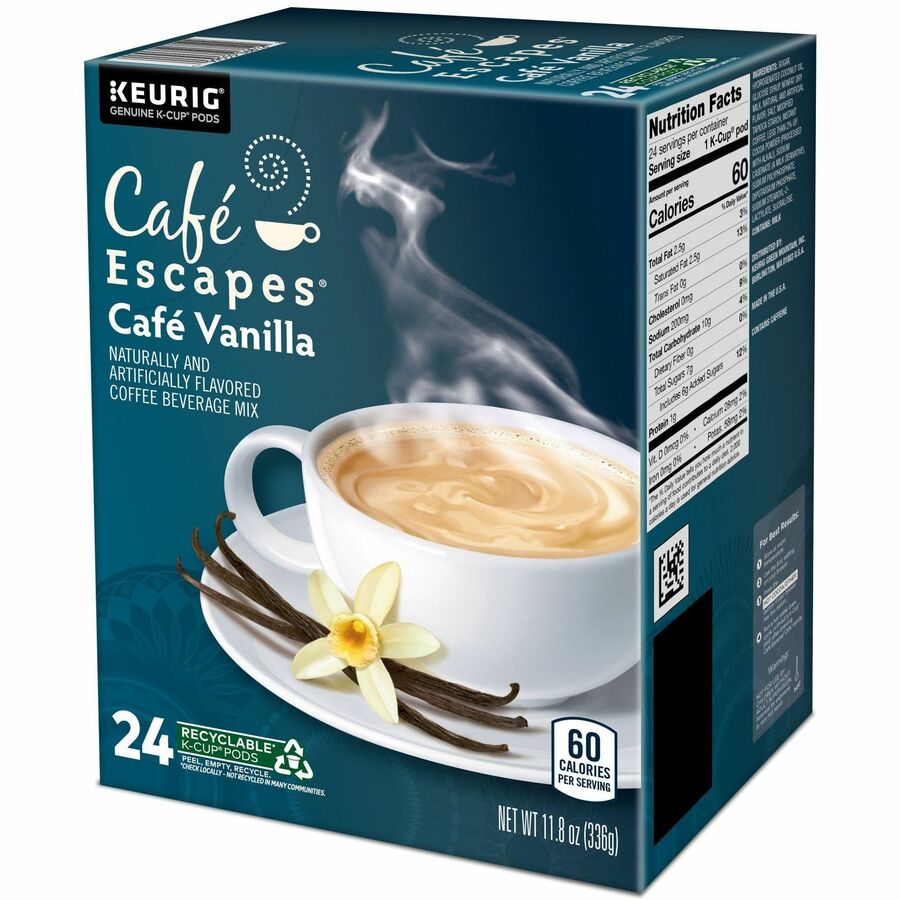 Compatible with Keurig Brewer - Light - K-Cup, Pod - Caf&eacute; Vanilla - Kosher - 24 / Box
