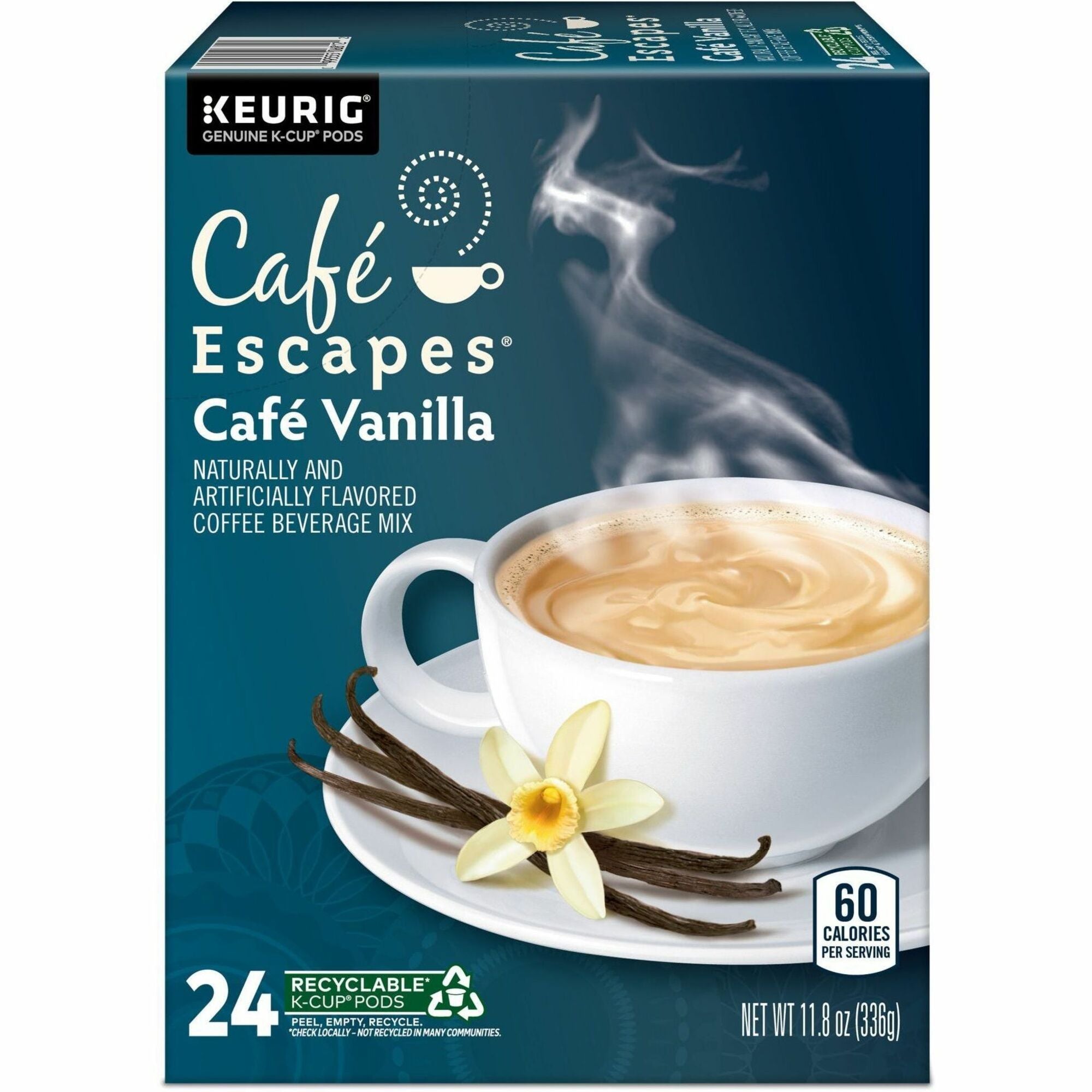 Compatible with Keurig Brewer - Light - K-Cup, Pod - Caf&eacute; Vanilla - Kosher - 24 / Box