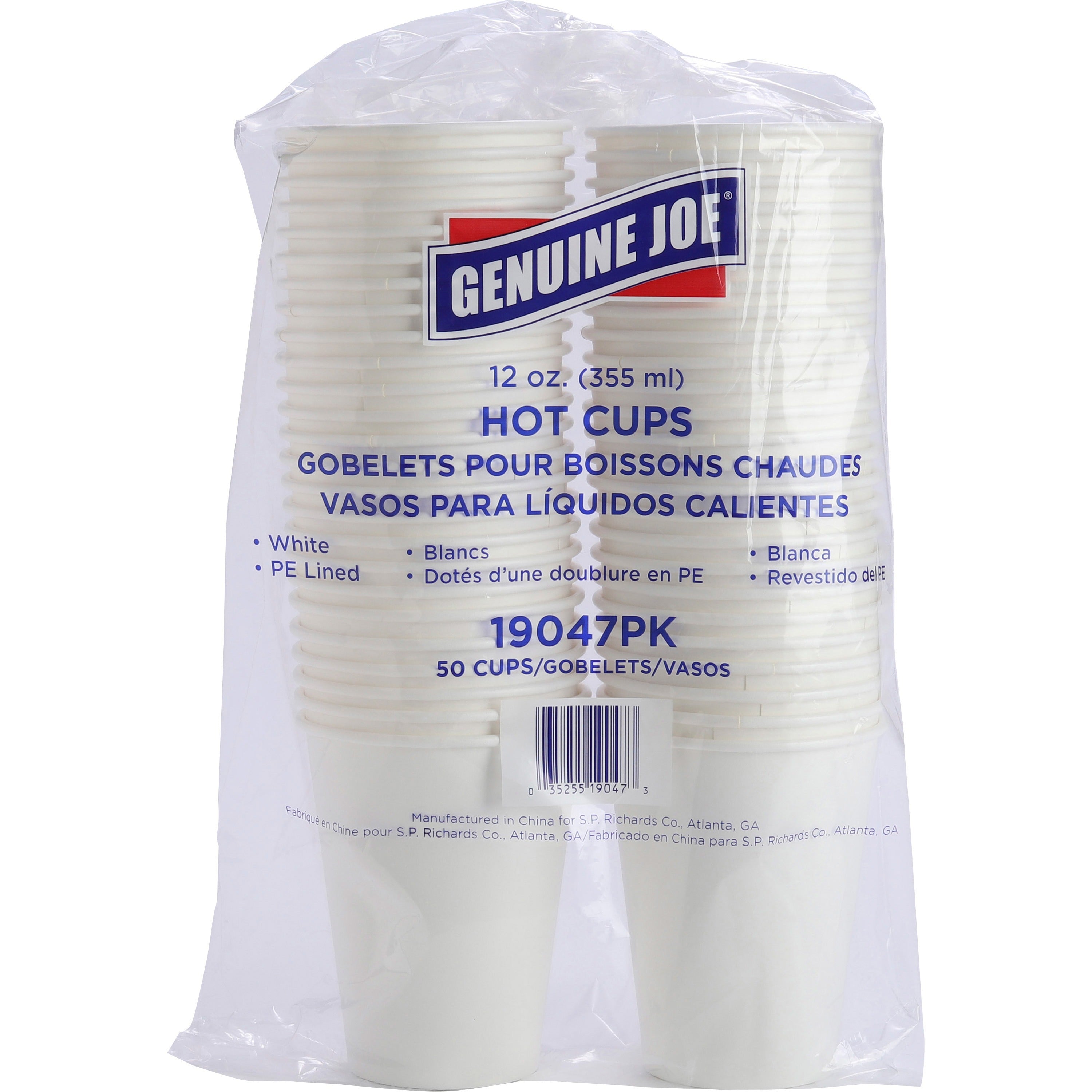 Genuine Joe 12 oz Disposable Hot Cups - 12 fl oz - White - Polyurethane - Hot Drink, Beverage - 50/Pack - 4 / Carton