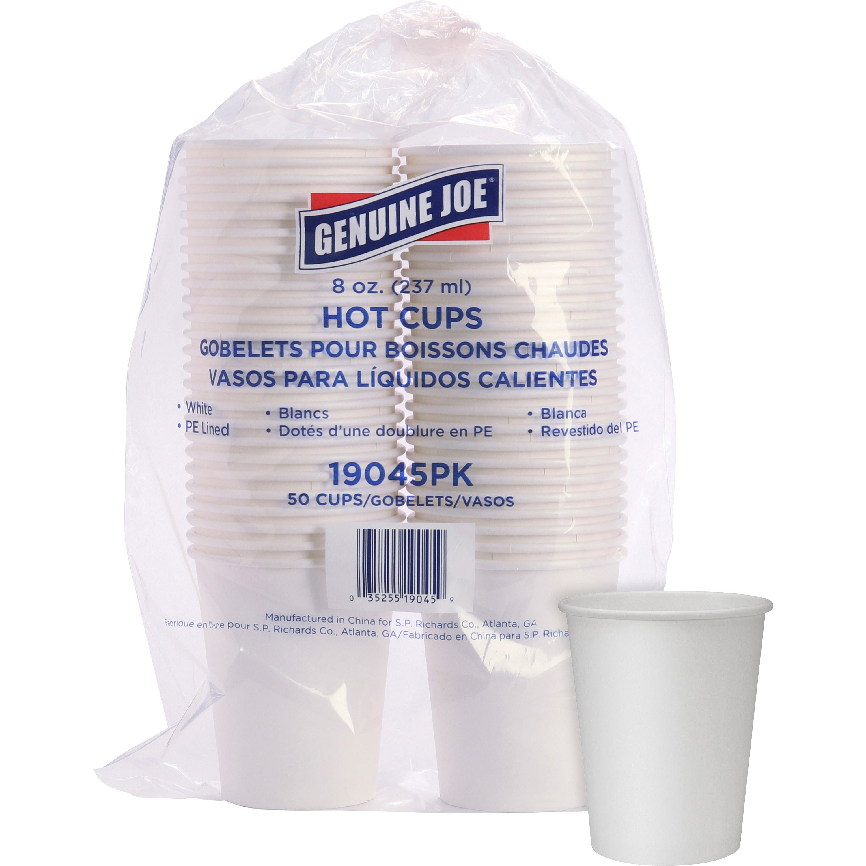Genuine Joe 8 oz Disposable Hot Cups - 8 fl oz - White - Polyurethane - Hot Drink, Beverage - 50/Pack - 4 / Carton