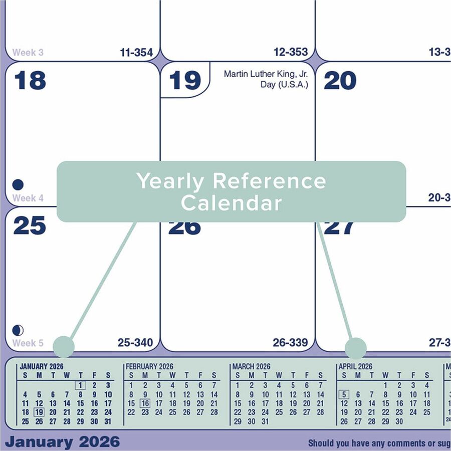 Brownline Monthly Desk Pad Calendar, 11" x 8-1/2" , English
