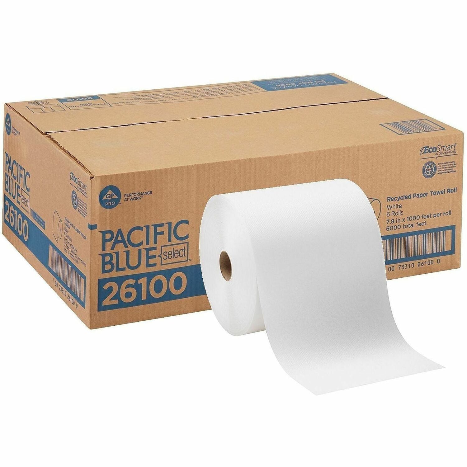 7.88" Width x 1000 ft Length - 1000 Sheets - 1 5/8" Core - White - Paper - 6 / Carton
