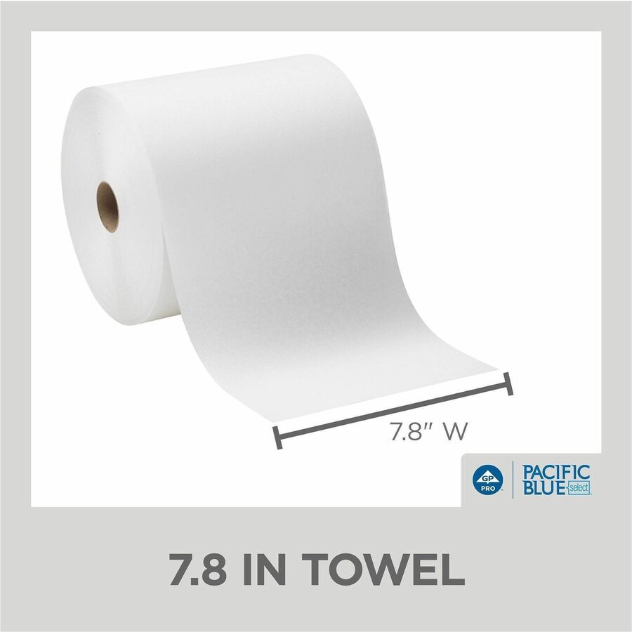 7.88" Width x 1000 ft Length - 1000 Sheets - 1 5/8" Core - White - Paper - 6 / Carton