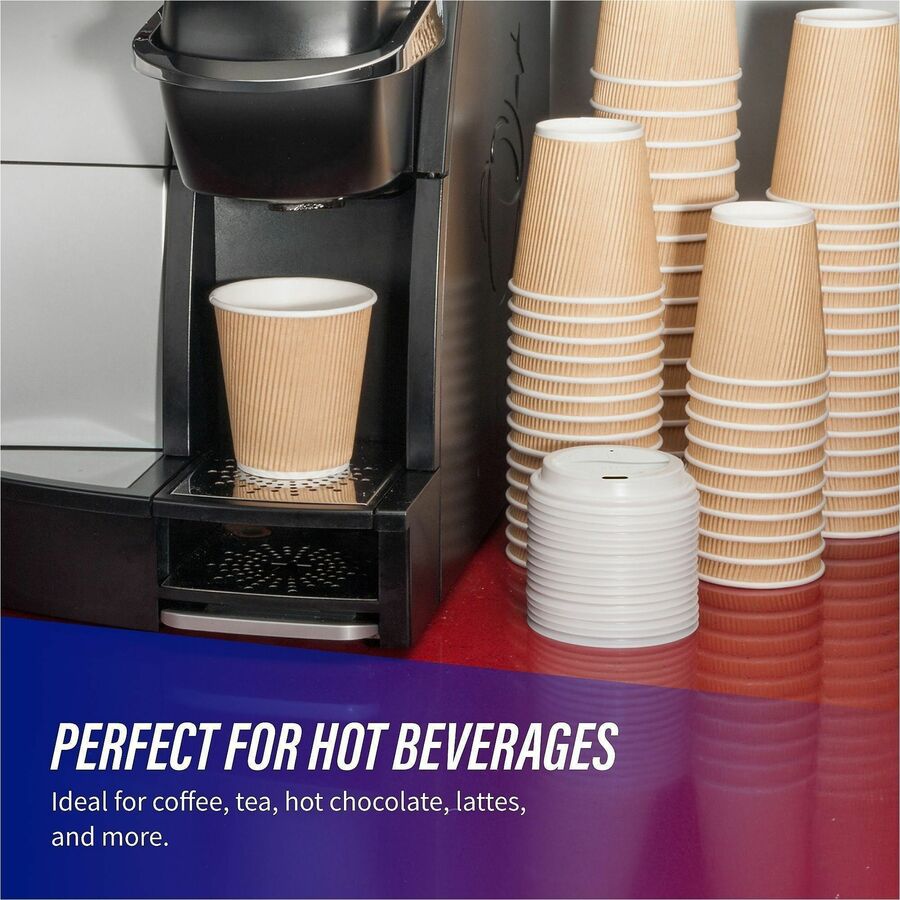 Genuine Joe 10 oz Rippled Hot Cups - 10 fl oz - Brown - Hot Drink, Beverage - 25/Pack - 4 / Carton