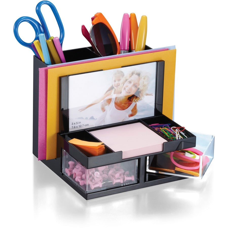 9 Compartment(s) - 5.50" Height x 6.19" Width x 6.31" Depth - Desktop - Black - Plastic - 1 Each