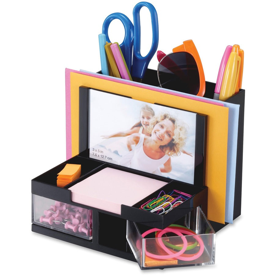 9 Compartment(s) - 5.50" Height x 6.19" Width x 6.31" Depth - Desktop - Black - Plastic - 1 Each