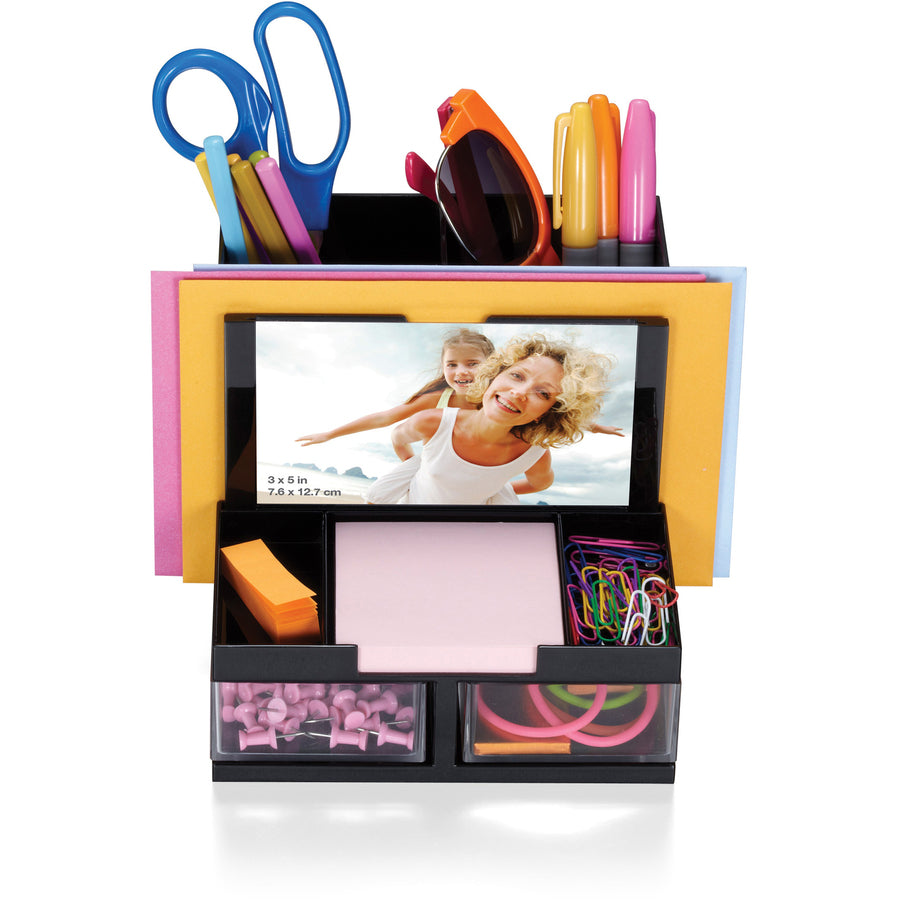 9 Compartment(s) - 5.50" Height x 6.19" Width x 6.31" Depth - Desktop - Black - Plastic - 1 Each