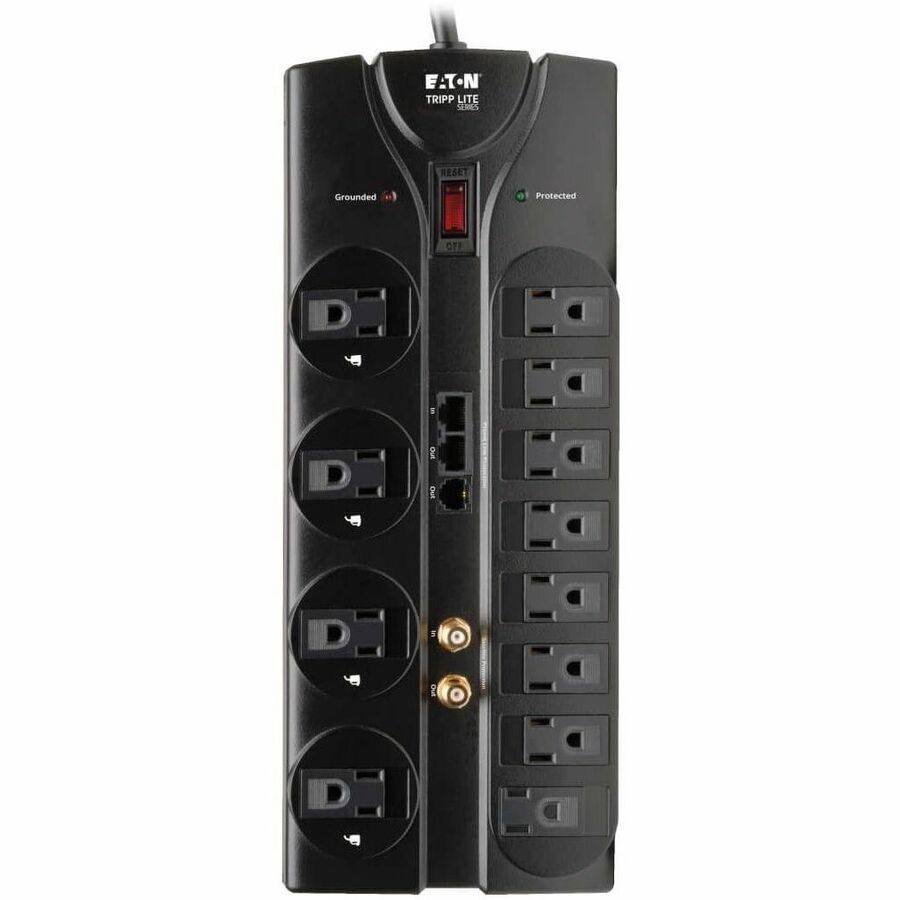 NEMA 5-15P - 12 x NEMA 5-15R - 1800 VA - 2880 J - 120 V AC Input - 216 kA - Cable Modem/DSL/Fax/Phone, Coaxial Cable Line, Ethernet, Telecommunication - 8 ft