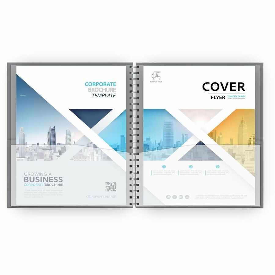 8 1/2" x 11" - 8 Internal, Front Pocket(s) - Smoke, Clear - Heavy Duty, Archival-safe - 1 Each