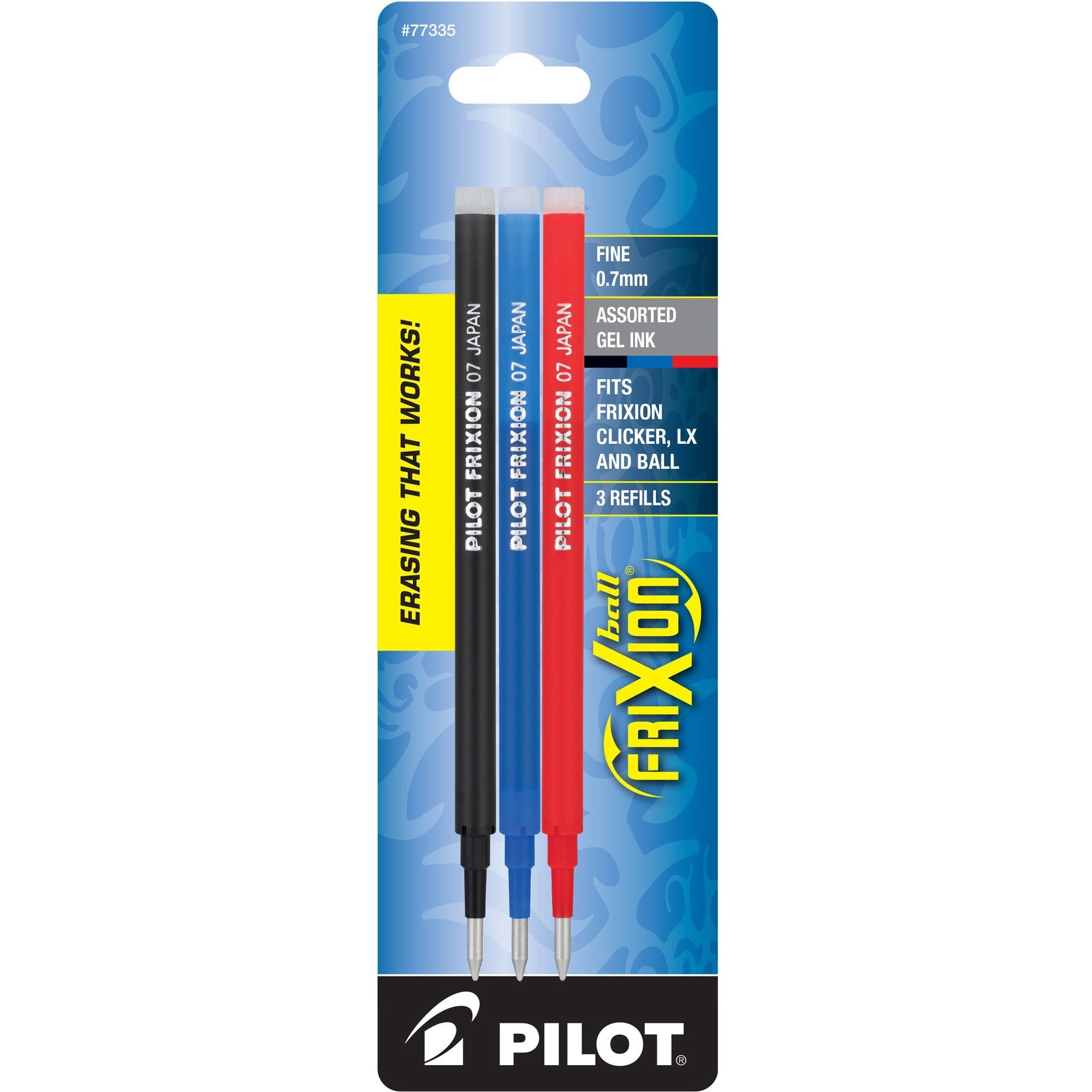 Pilot Erasable Gel Ink Pen Refills - 0.70 mm , Fine Point - Assorted Ink - Wear Resistant, Tear Resistant, Eco-friendly, Erasable - 1 Pack