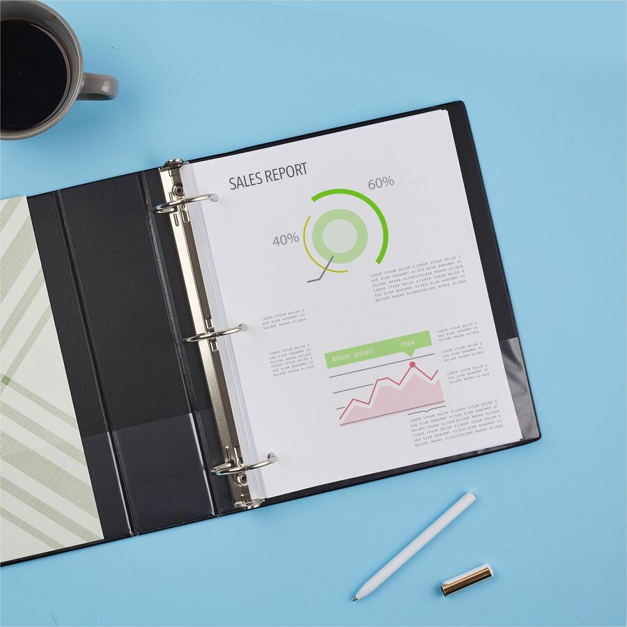 Avery Economy Binder, 2" Capacity, Letter Size, 375 Sheet, 3 Round Rings, 2 Internal Pockets, Polypropylene, Black/Pacific Blue, Recycled, PVC-free, 12/Carton