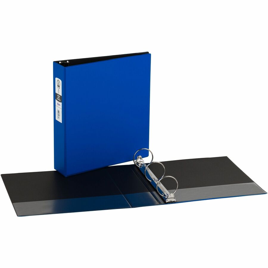 Avery Economy Binder, 2" Capacity, Letter Size, 375 Sheet, 3 Round Rings, 2 Internal Pockets, Polypropylene, Black/Pacific Blue, Recycled, PVC-free, 12/Carton