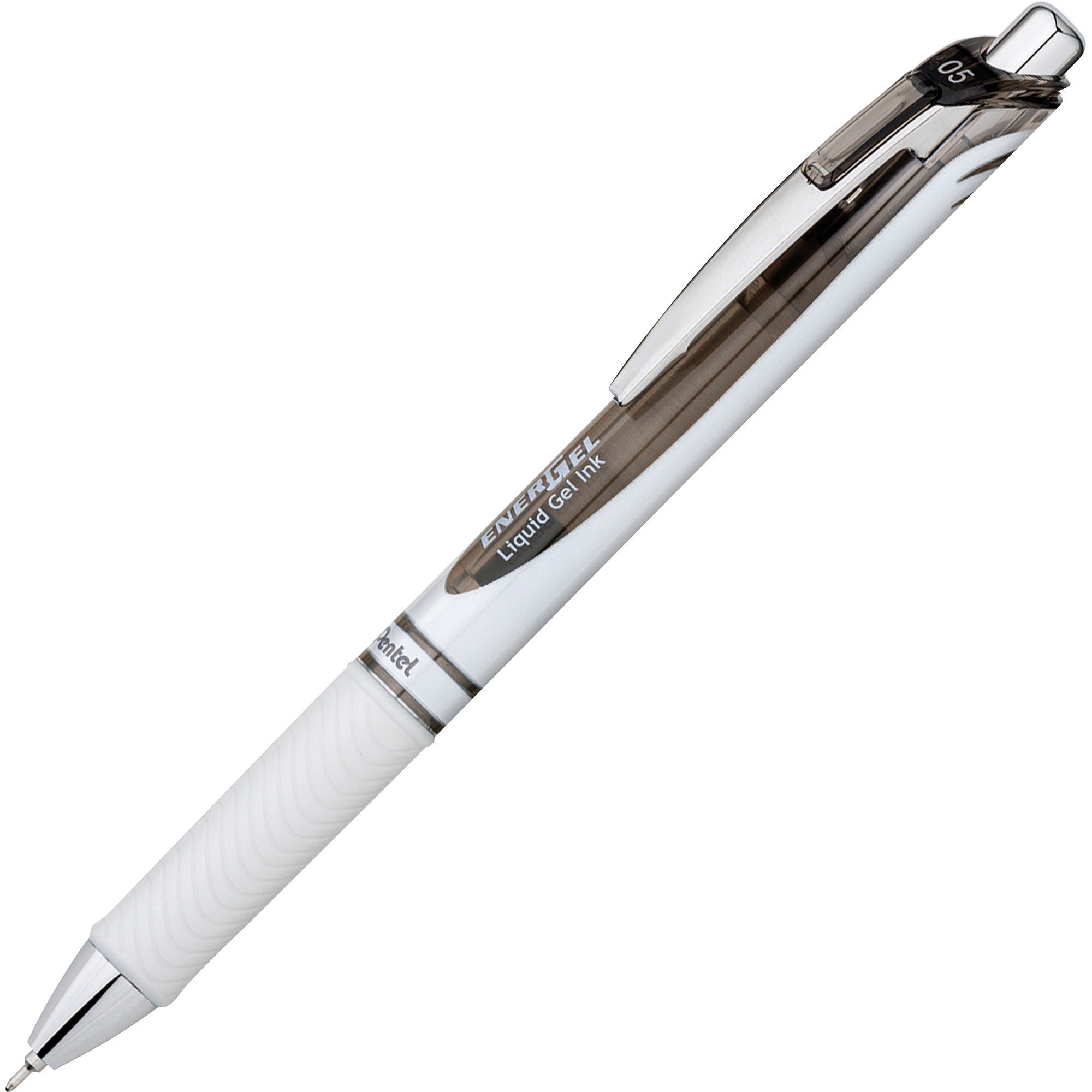EnerGel EnerGel Pearl Liquid Gel Pen - 0.5 mm Fine Needle Pen Point - Refillable - Retractable - Black Ink - Gel-based - Pearl White Barrel - Stainless Steel Tip - 1 Each