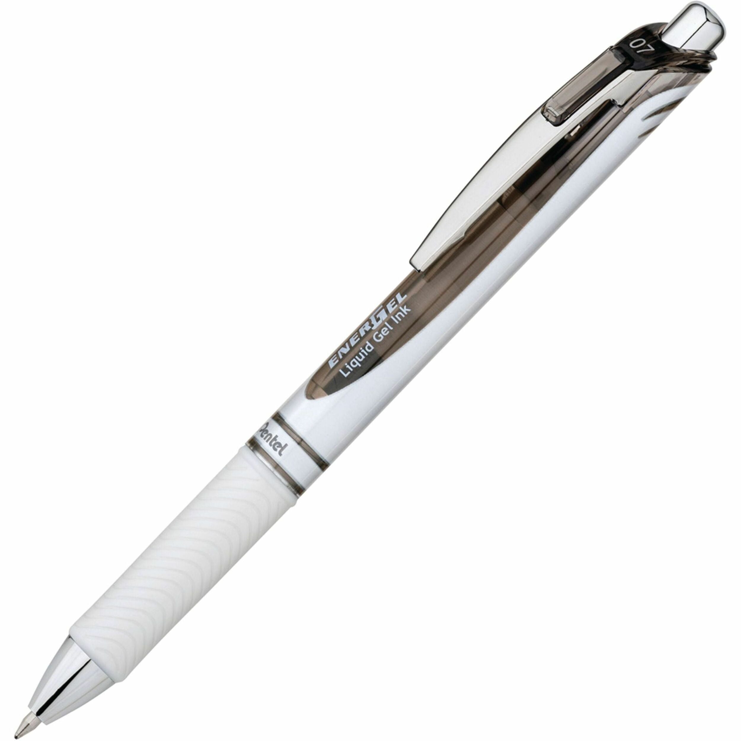 EnerGel EnerGel Pearl Retractable Liquid Gel Pen - 0.7 mm Medium Pen Point - Refillable - Retractable - Black Ink - Gel-based - Pearl White Barrel - Stainless Steel Tip - 1 Each