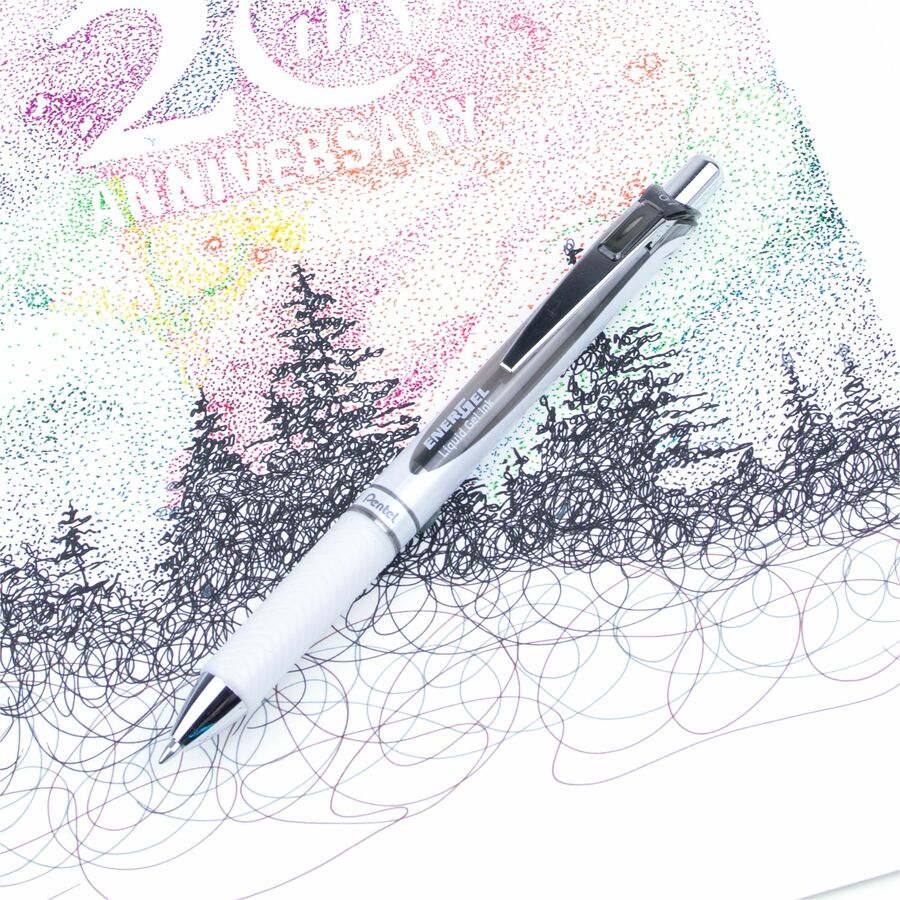 EnerGel EnerGel Pearl Retractable Liquid Gel Pen - 0.7 mm Medium Pen Point - Refillable - Retractable - Black Ink - Gel-based - Pearl White Barrel - Stainless Steel Tip - 1 Each
