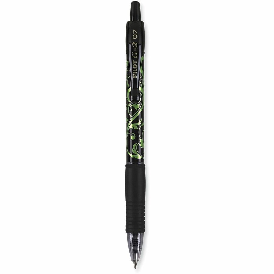 0.7 mm Fine Pen Point - Refillable - Retractable - Black Ink - Gel-based - Silver, Pink, Blue, Orange, Green Barrel - 5 / Pack