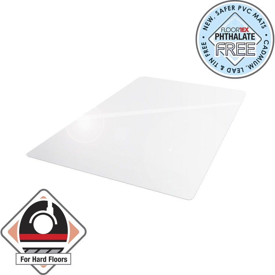 Hard Floor, Home, Office, Chair - 53" Length x 45" Width x 0.080" Depth x 0.080" Thickness - Rectangular - Polyethylene Terephthalate (PET), Polyvinyl Chloride (PVC), Vinyl - Clear - 1 Each - TAA Compliant