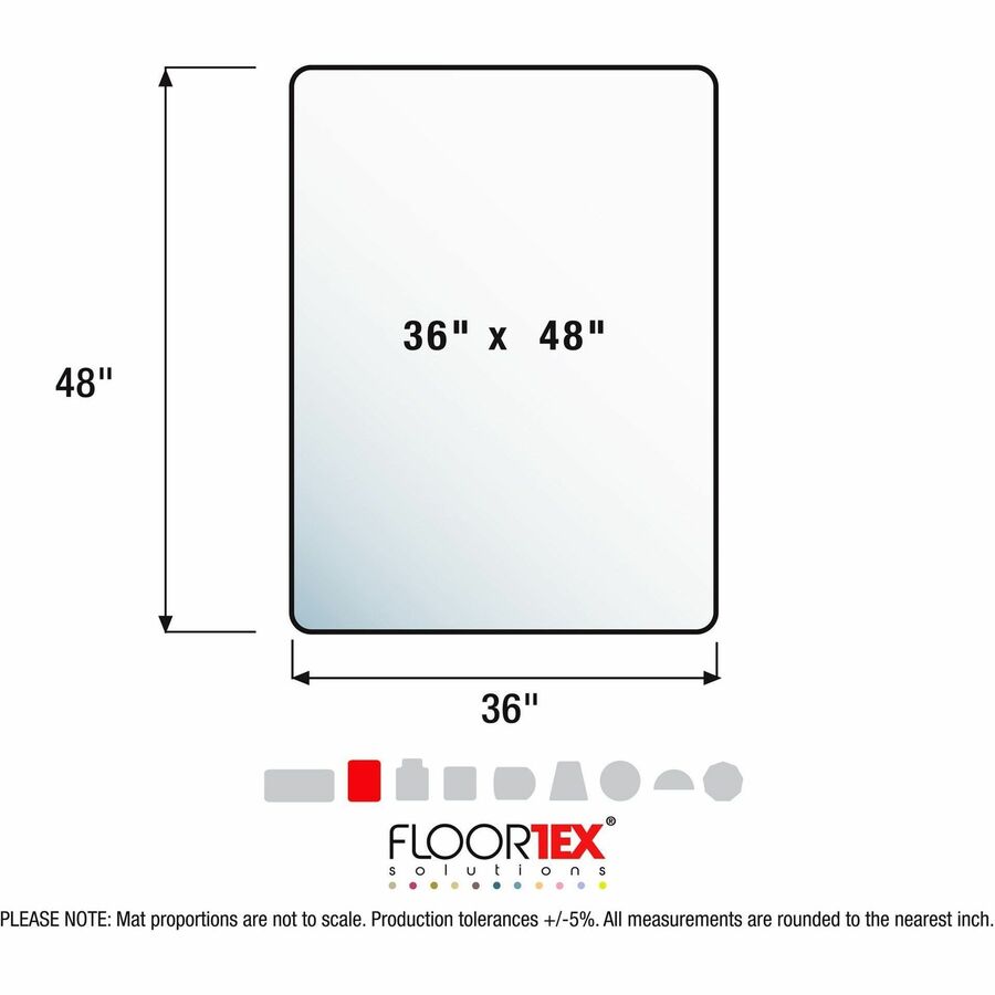 Carpeted Floor, Home, Office, Carpet, Chair - 48" Length x 36" Width x 0.090" Depth x 0.090" Thickness - Rectangular - Polyvinyl Chloride (PVC), Vinyl - Clear - 1 Each - TAA Compliant