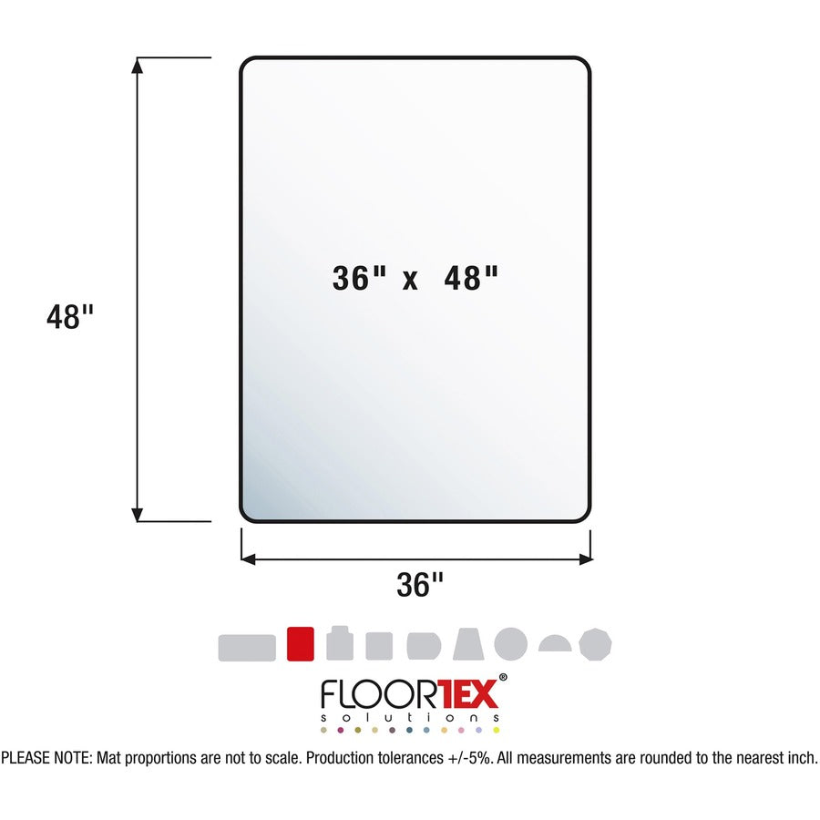 Hard Floor, Home, Office - 48" Length x 36" Width x 0.080" Depth x 0.080" Thickness - Rectangular - Polyethylene Terephthalate (PET), Polyvinyl Chloride (PVC), Vinyl - Clear - 1 Each - TAA Compliant
