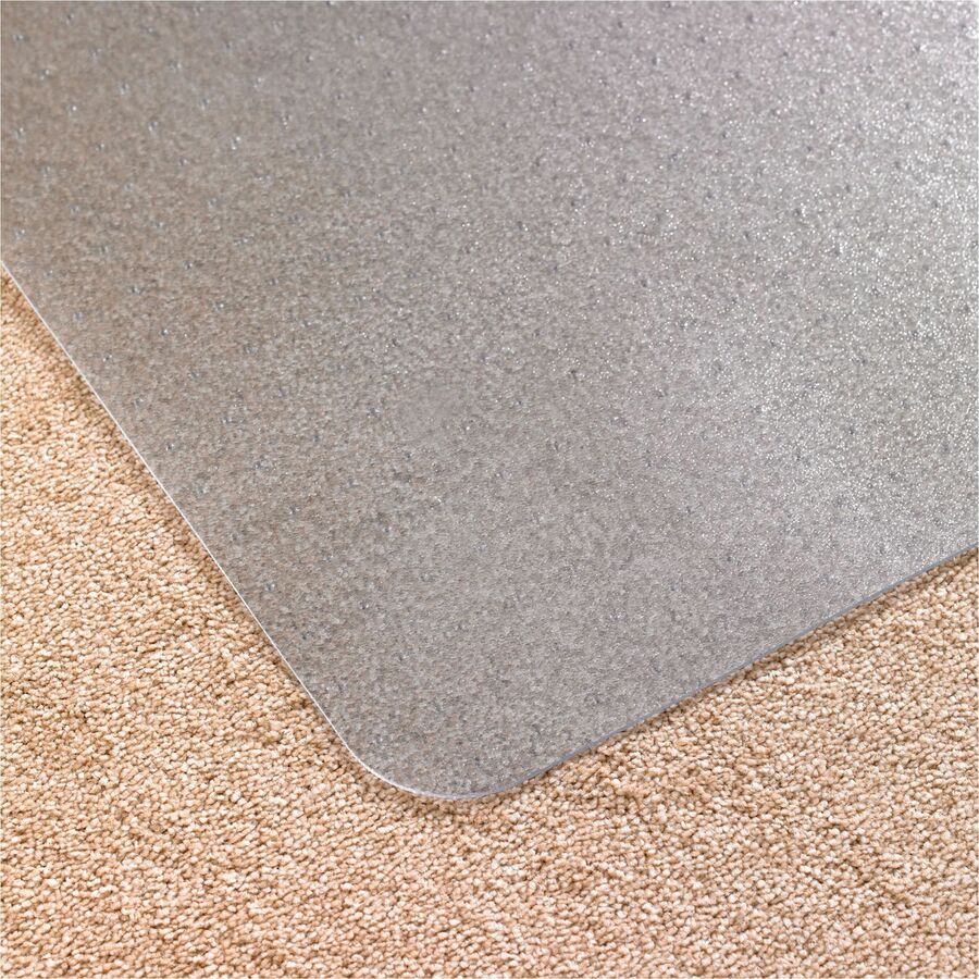 Carpeted Floor, Home, Office, Carpet - 53" Length x 45" Width x 0.090" Depth x 0.090" Thickness - Rectangular - Polyethylene Terephthalate (PET), Polyvinyl Chloride (PVC), Vinyl - Clear - 1 Each - TAA Compliant