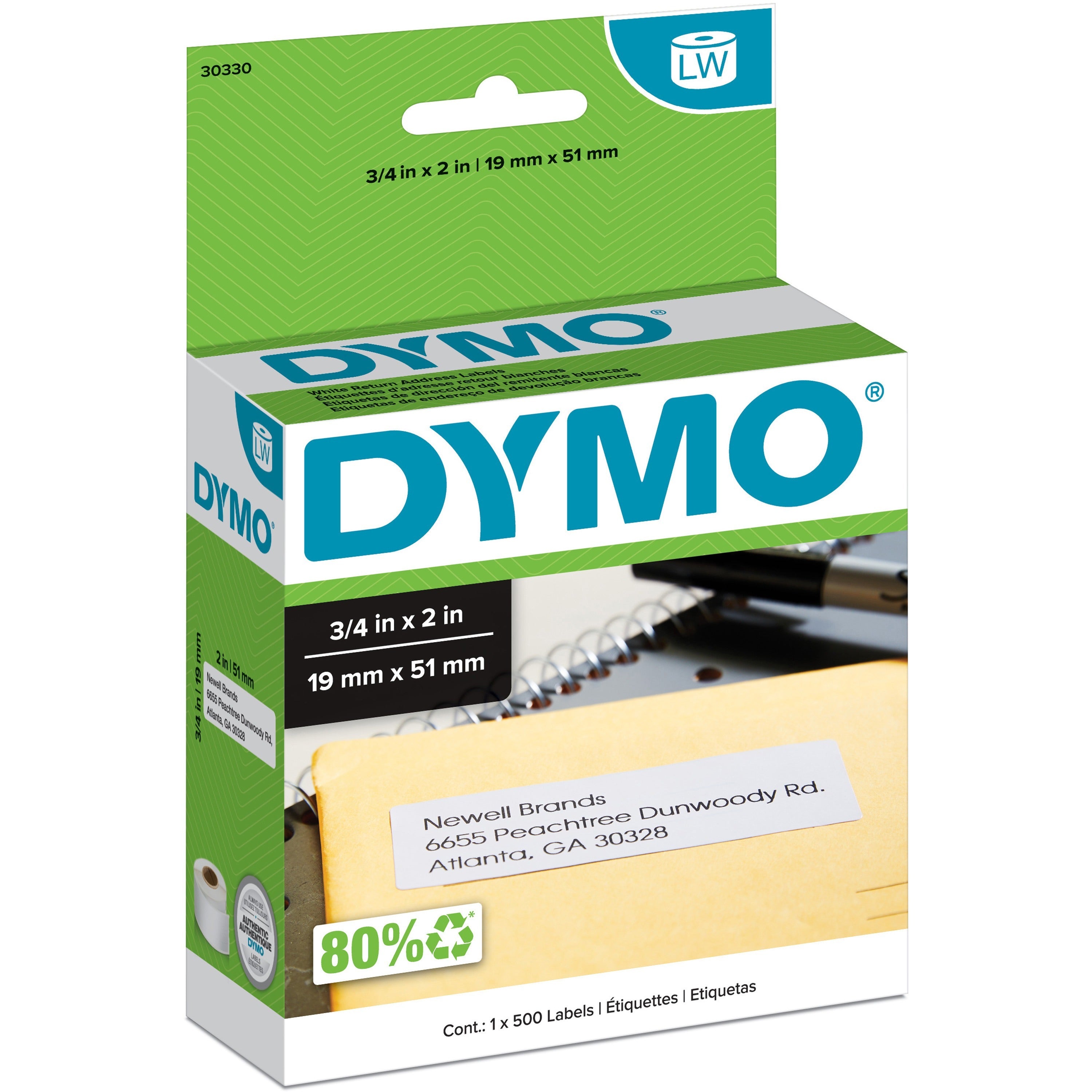 3/4" Width x 2" Length - Rectangle - Direct Thermal - White - 500 / Roll - 500 Total Label(s) - 500 / Roll