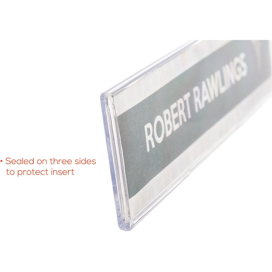 8.5" Width x 2" Height - Rectangular Shape - Wall Mountable - Insertable, Magnetic - Plastic - Clear, Clear - 1 Each