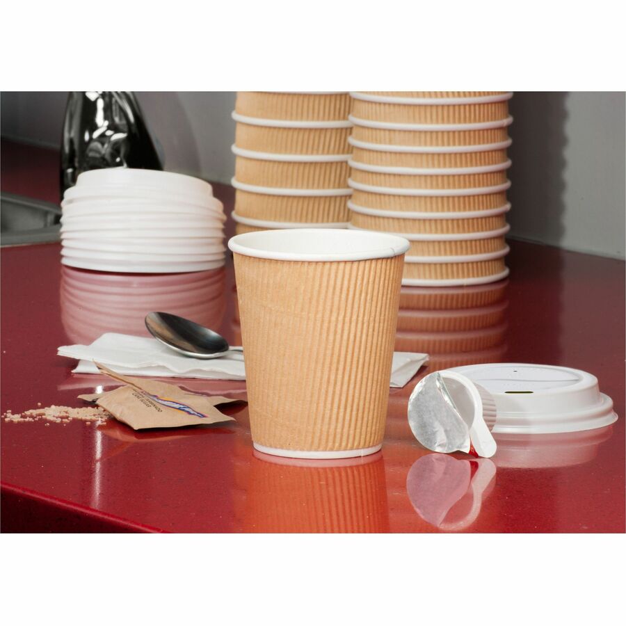 Genuine Joe 16 oz Rippled Hot Cups - 16 fl oz - Brown - Beverage, Hot Drink - 25 / Pack