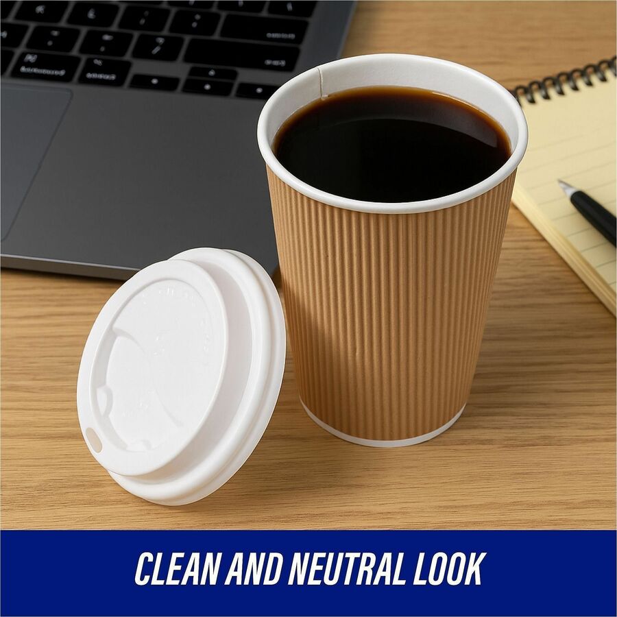 Genuine Joe Hot Cup Protective Lids - Polystyrene - White - 50 / Pack