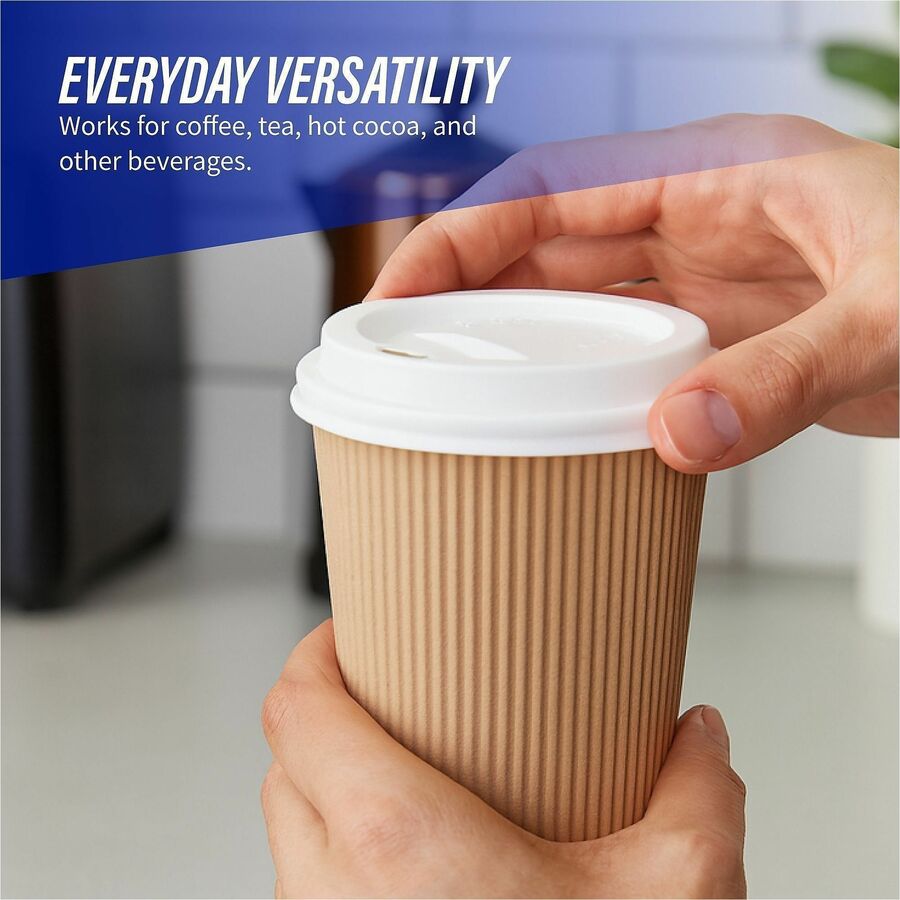 Genuine Joe Hot Cup Protective Lids - Polystyrene - White - 50 / Pack