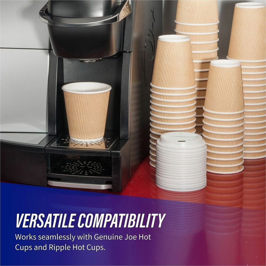 Genuine Joe Hot Cup Protective Lids - Polystyrene - White - 50 / Pack