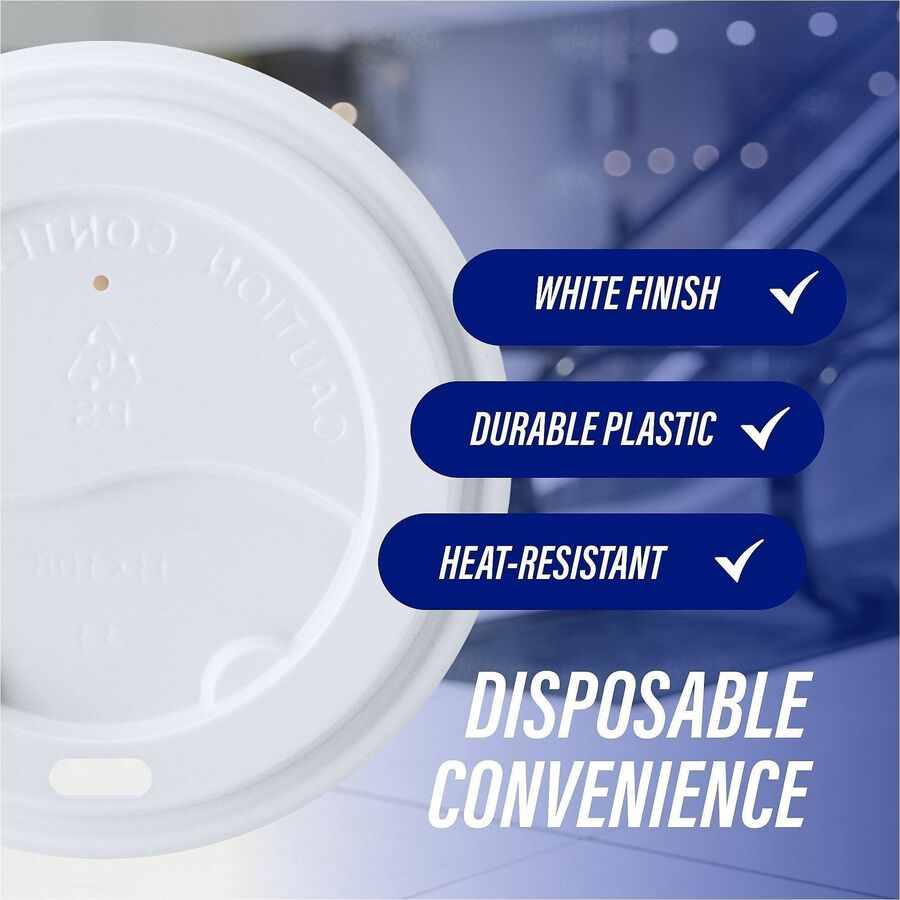 Genuine Joe Hot Cup Protective Lids - Polystyrene - White - 50 / Pack