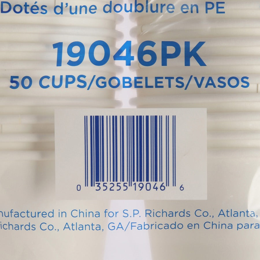 Genuine Joe 10 oz Disposable Hot Cups - 10 fl oz - White - Polyurethane - Beverage, Hot Drink - 50 / Pack