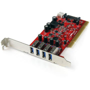 StarTech.com 4 Port PCI SuperSpeed (5Gbps) USB 3.0 Adapter Card with SATA / SP4 Power
