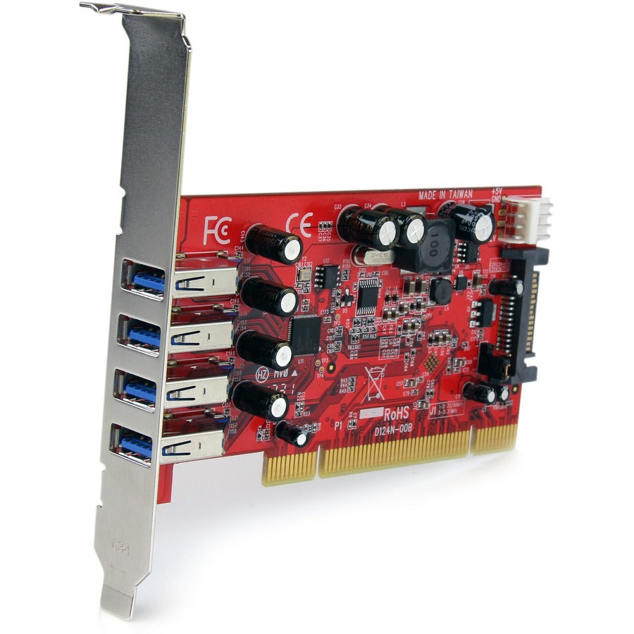 StarTech.com 4 Port PCI SuperSpeed (5Gbps) USB 3.0 Adapter Card with SATA / SP4 Power
