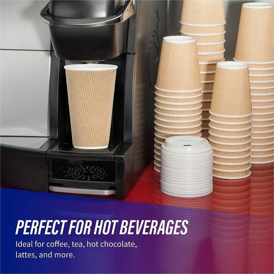 Genuine Joe 16 oz Rippled Hot Cups - 16 fl oz - Brown - Hot Drink, Beverage - 25/Pack - 4 / Carton