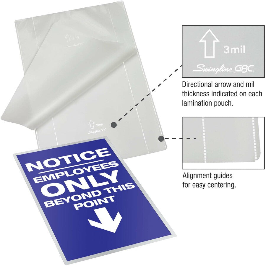 GBC Fusion EZUse Laminating Pouches - Sheet Size Supported: Letter - Laminating Pouch/Sheet Size: 8.50" Width x 11" Length x 7 mil Thickness - Glossy - for Document - UV Resistant, Fade Resistant - Clear - 100 / Box